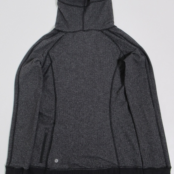 Lululemon Think Fast Hoodie Heathered Herringbone Heathered Black Black Size 6 - Picture 7 of 12